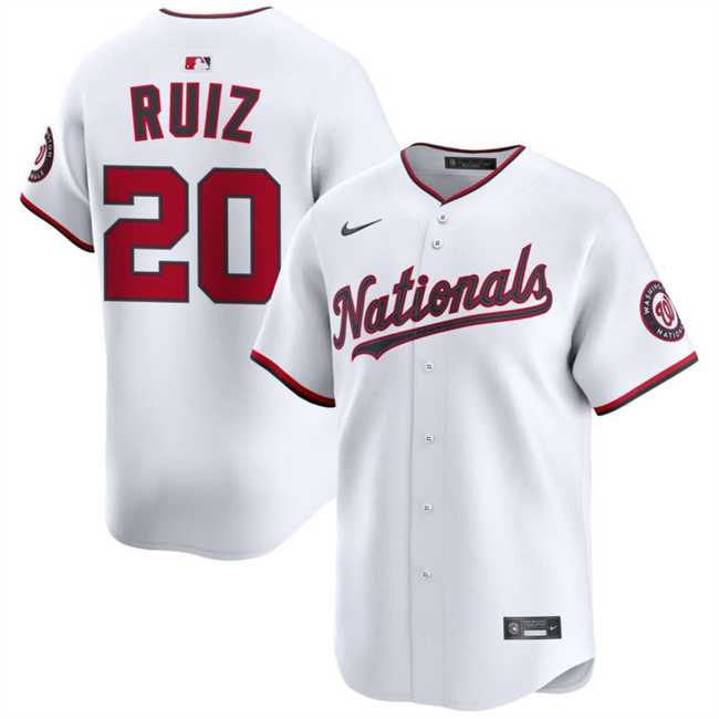 Mens Washington Nationals #20 Keibert Ruiz White 2025 Home Limited Stitched Jersey Dzhi->washington nationals->MLB Jersey